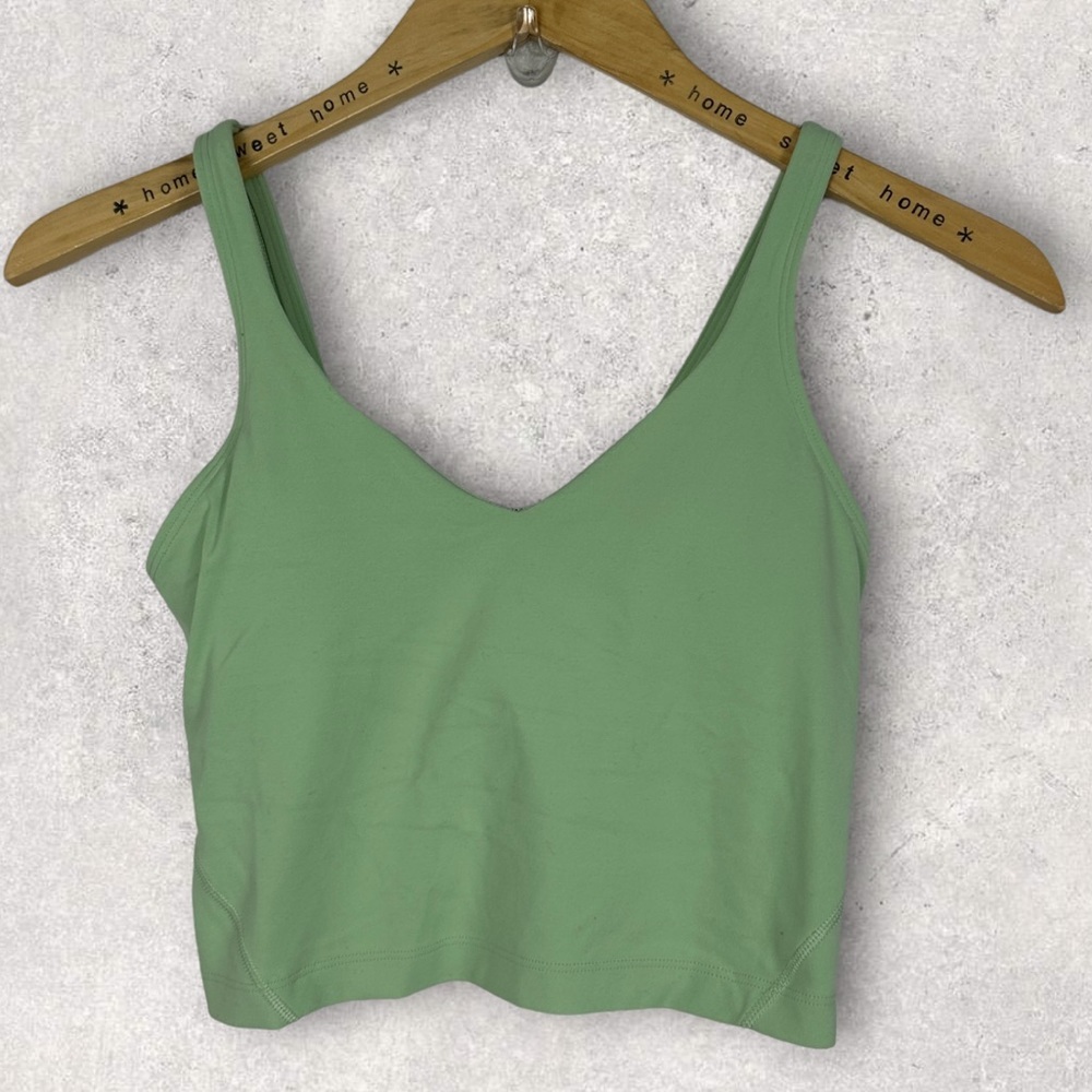 Lululemon 2022 Align Cropped Tank Top Size 4 Mint Green Supportive Built In Bra